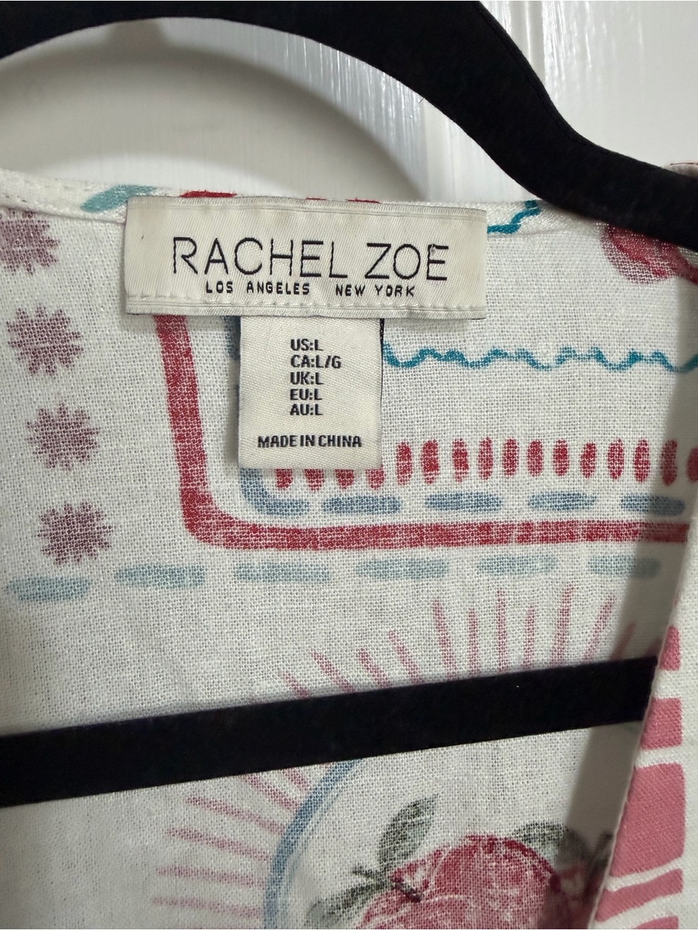 NWOT Rachael Zoe Linen Tie Front Mediterranean Fruit Print Button Down Shirt L - Picture 4 of 4